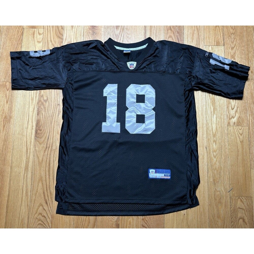 Vintage Randy Moss Oakland Raiders 18 Reebok NFL On-Field Sewn Jersey Men's 52